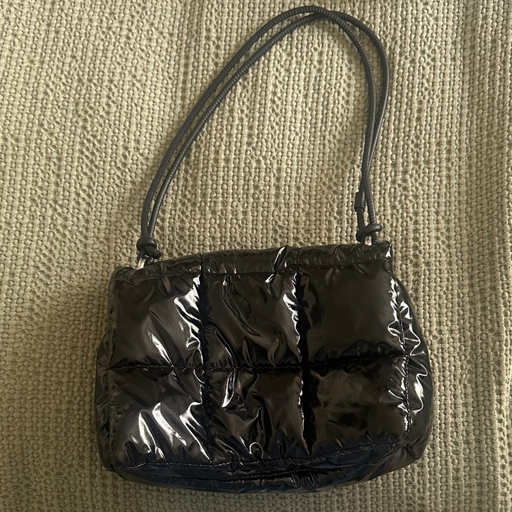 H&M Glossy Black Shoulder Bag